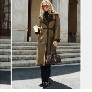 Double-Breasted Shearling Coat ( Faux Fur Coat)